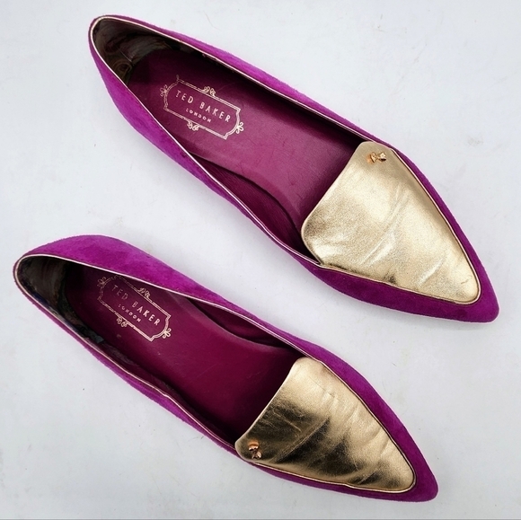 Ted Baker London Oleshky Magenta And Gold Pointy Toe Flats Size 40, 9.5 - Picture 16 of 16